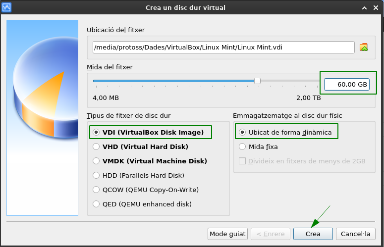 VirtualBox - Set Virtual disk